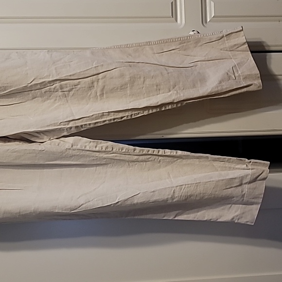 Liz Claiborne Lizwear Pants Sz 10 Linen Blend Beige Highwaist Pleated Bohemian - Picture 3 of 12